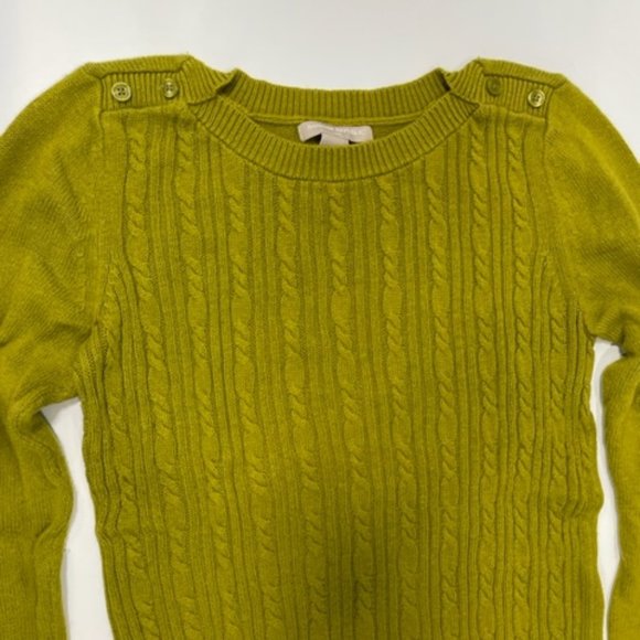 BANANA REPUBLIC Green Cable Knit Sweater with Shoulder Buttons ~ Size S… - Picture 2 of 14